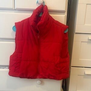 Red Puffer Vest Jacket - Cozy Sleeveless Outerwear